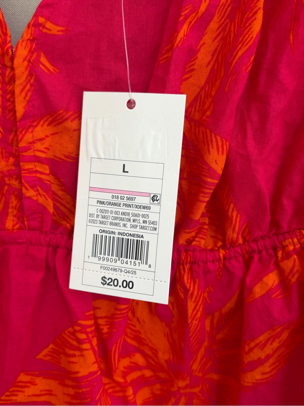 a new day Pink & Orange Tropical Tie-Shoulder V-Neck Peplum Camisole - Picture 6 of 12